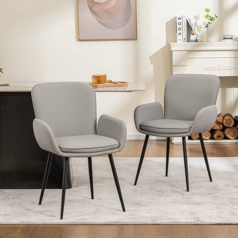 Set of 2 Cat-Scratch Resistant Dining Chairs with Gold Metal Legs