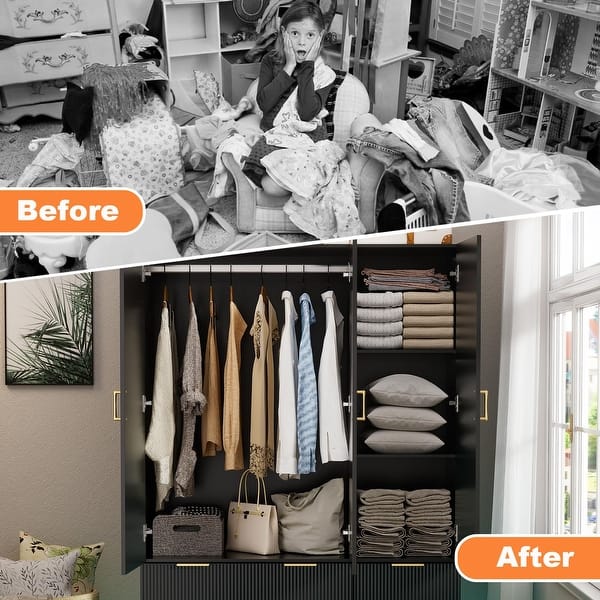 Wooden Armoire Wardrobe Closet With 4 Doors, 71" High Bedroom Wardrobe White D1831717 6f5e 469b 8ab3 C44e4b58a3ef.f3ba05960640bf8bfcc20d5196085700