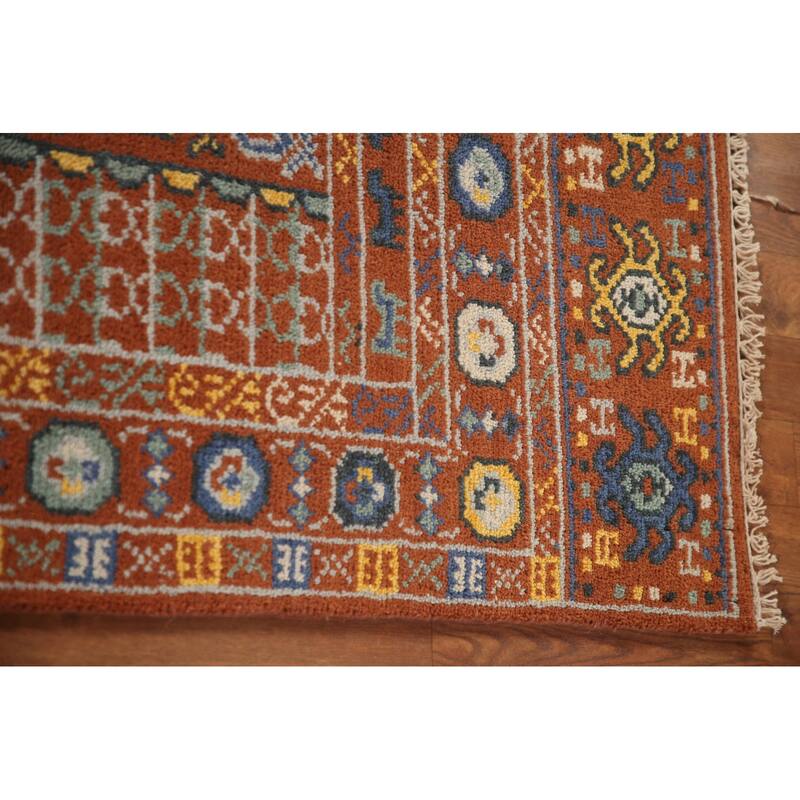 Orange Khotan Runner Rug Hand-Knotted Wool Carpet - 2'6"x 8'0"