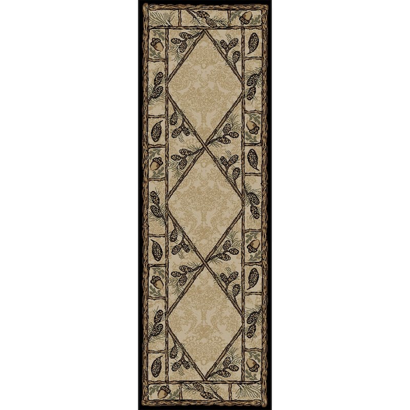 American Destination Brasstown Bald Pine Cone Area Rug - 2'3" x 7'7" - Beige