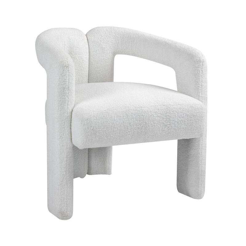 Teddy Fabric Modern Design Dining Chair, Open-Back Accent Chairs, Barrel Chair Upholstered Armchair for Dining Room Living Room