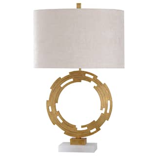 Armitage Table Lamp - Gold Finish on Metal Body - Off White Fabric Shade