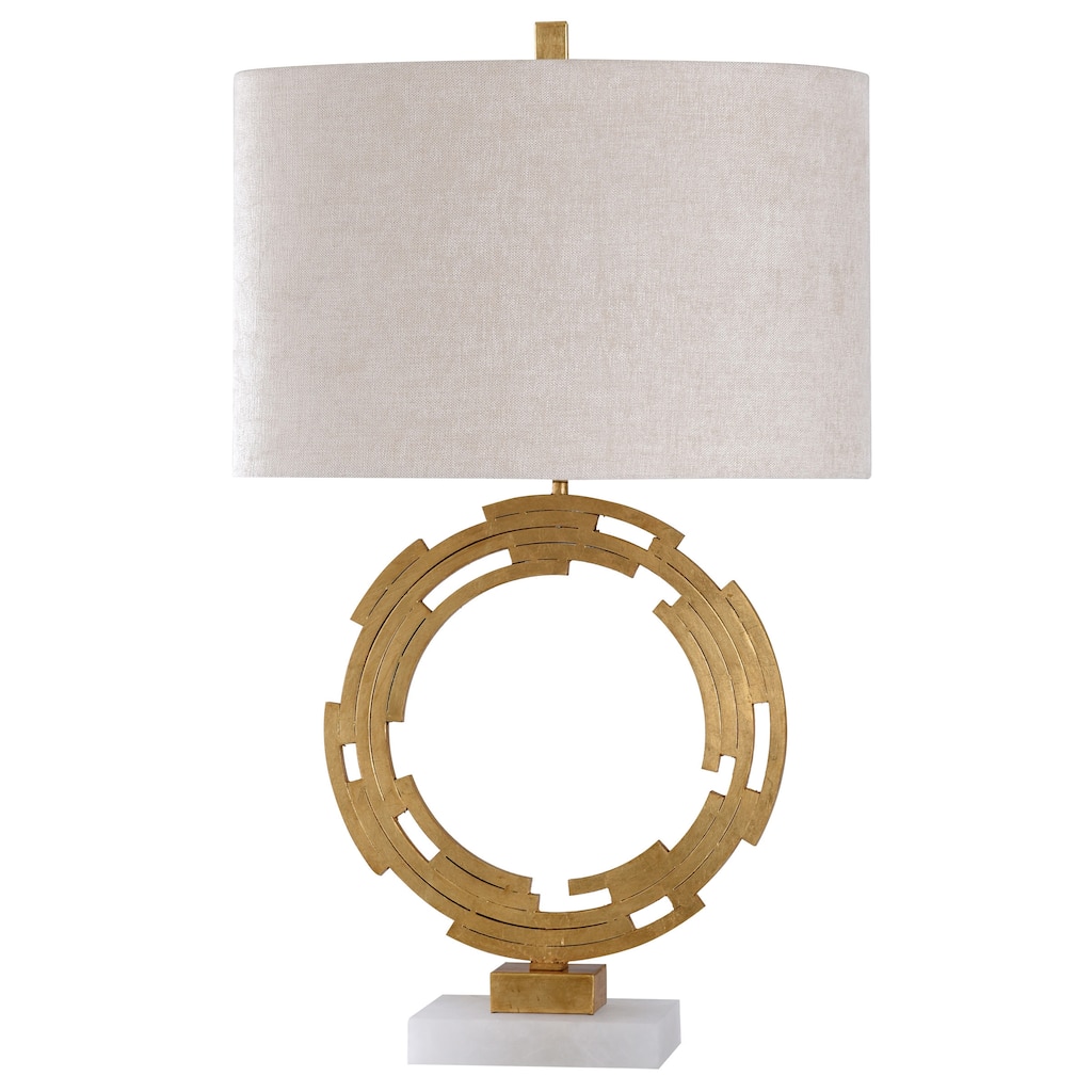 Armitage Table Lamp - Gold Finish on Metal Body - Off White Fabric Shade