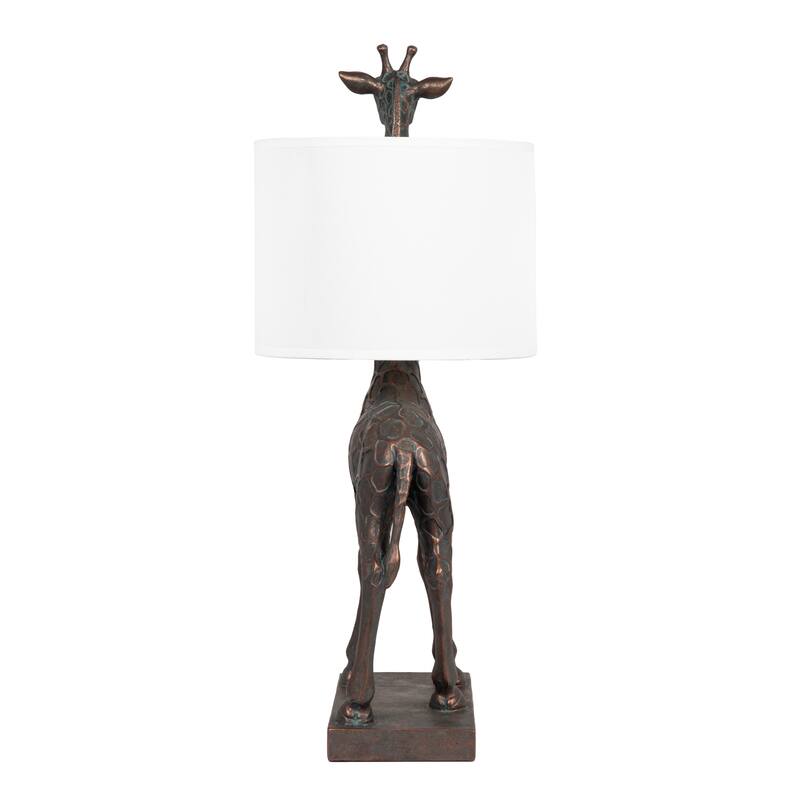 Resin Giraffe Table Lamp with Linen Shade