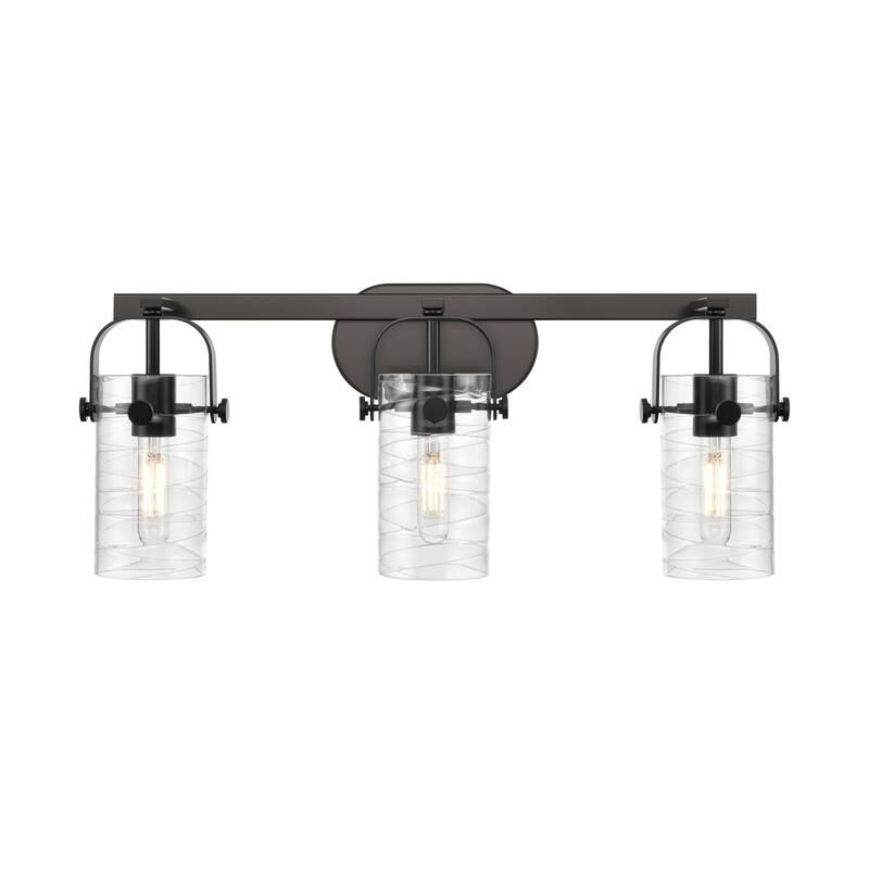 Innovations Lighting 423-3W-11-25 Pilaster II Cylinder Vanity Pilaster - Matte Black / Deco Swirl
