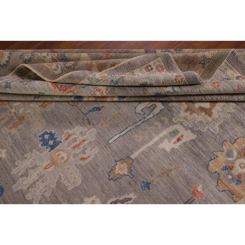 Grey Oushak Turkish Area Rug Hand-Knotted Vegetable Dye Wool Carpet - 8'4" x 9'11"