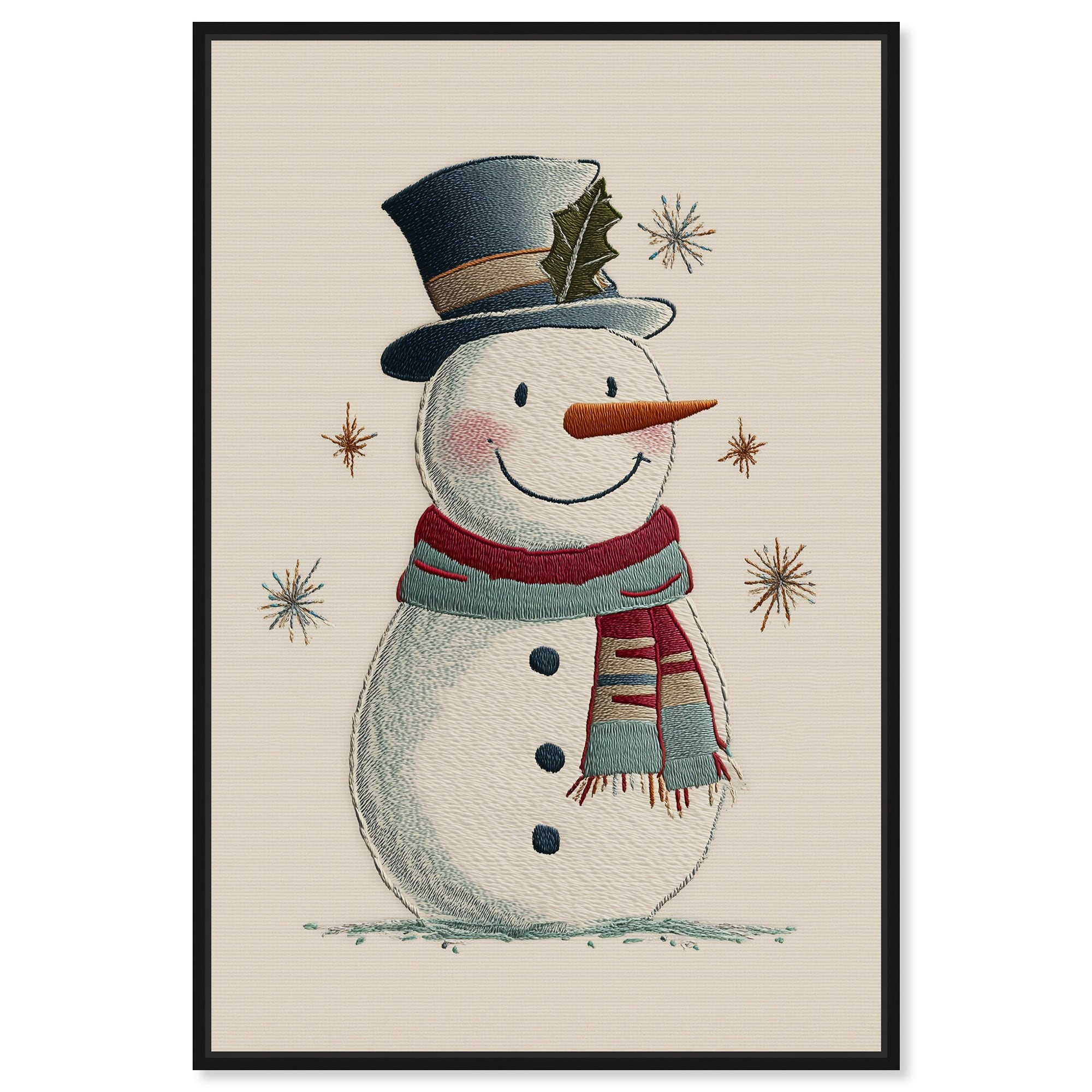 Jolly Snowman Christmas Wall Decor Canvas Print by Art Remedy