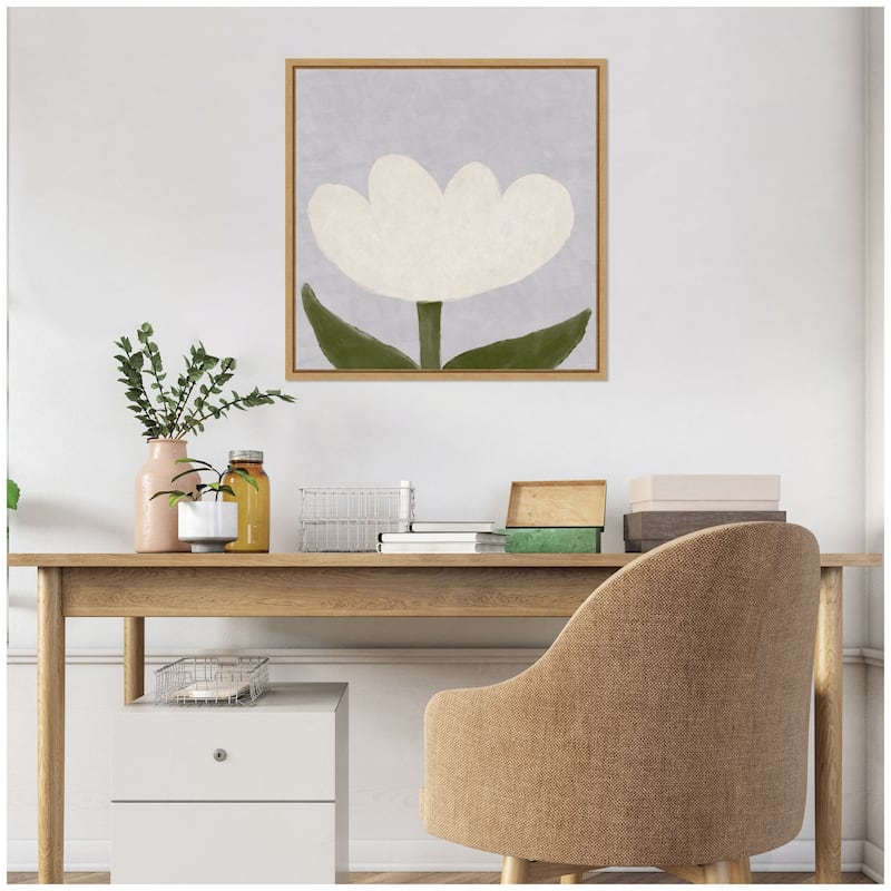 Kate and Laurel White Tulip by Gabrielly Guedes Framed Canvas Wall Art Print