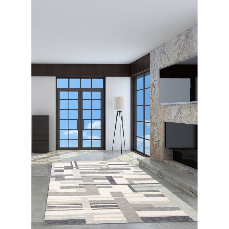 ECARPETGALLERY Hand Tufted Timeless Cream Wool Rug - 5'0 x 8'2