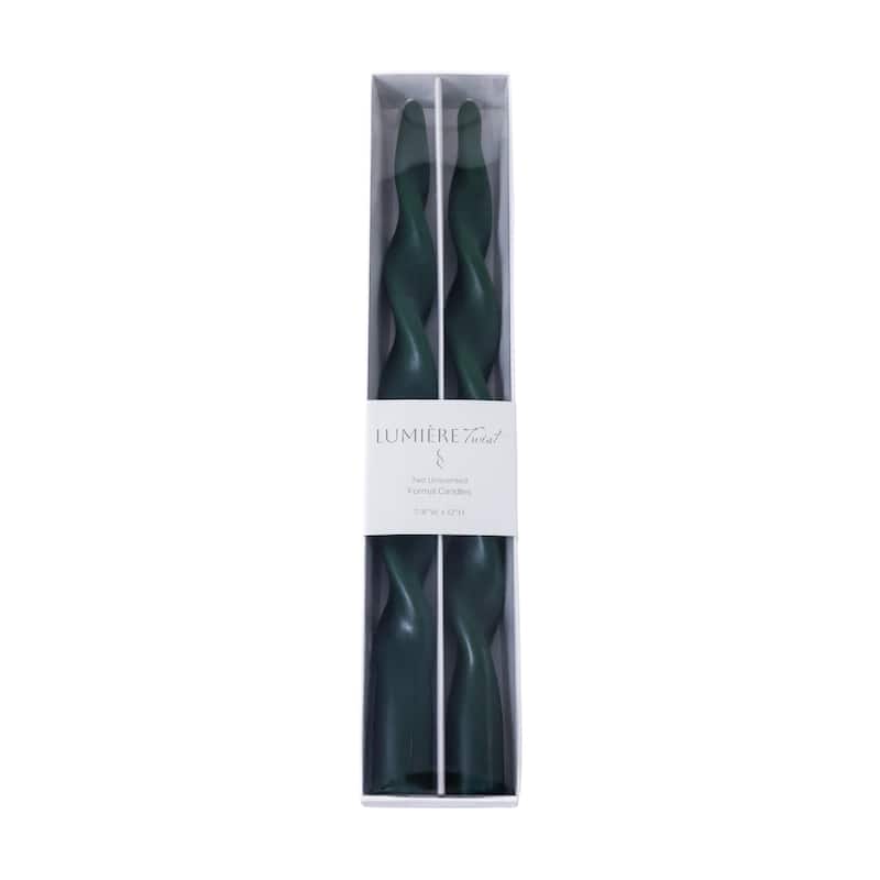 Lumière Twist Formal Taper Candles, Set of 12 - Holiday Table Décor