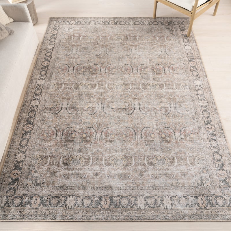 Nuloom Hillstone Collection Traditional Vintage Medallion Area Rug - 6' 7" x 9' - Deidra Brown - Rectangle