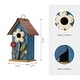 preview thumbnail 29 of 62, Glitzhome 10"H Multicolor Cute Distressed Solid Wood Birdhouse with 3D Flowers