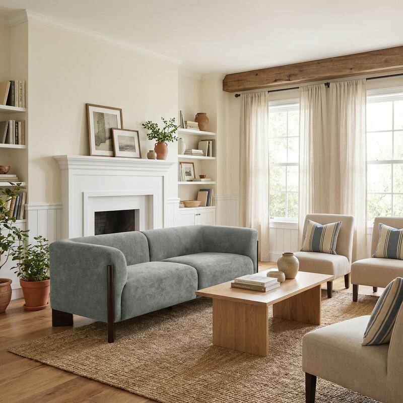 81" Modern Deep Seat Tuxedo Arms Sofa for Living Room