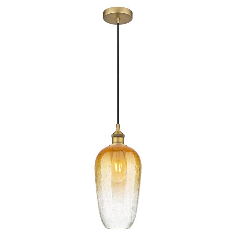 Innovations Lighting Endless Possibilities Edison - Brookhaven Flute - 1 Light 7" Cord Hung Mini Pendant - Brushed Brass/Amber