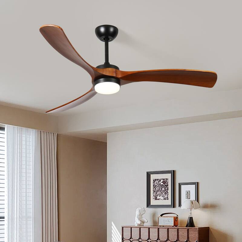 52 Inch Solid Wood Ceiling Fan with Light and Remote Control