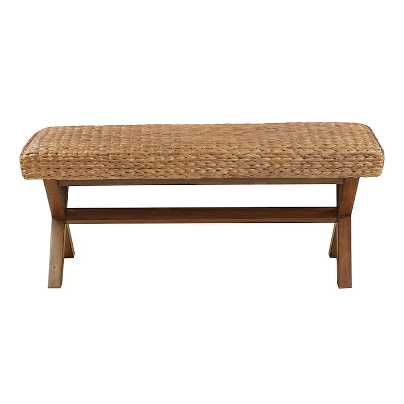 INK+IVY Seadrift Hand-Woven Water Hyacinth Accent Bench