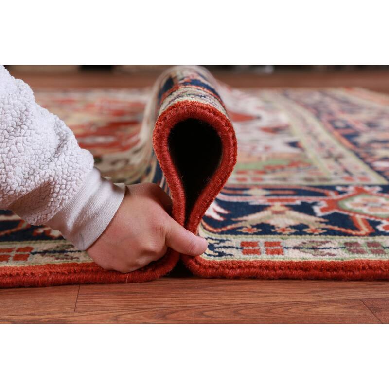 Hand Knotted Oriental 100% Wool Carpet Traditional Medallion Oranges & Rust Heriz (serapi) Area Rug - 11' 9'' X 8' 10''