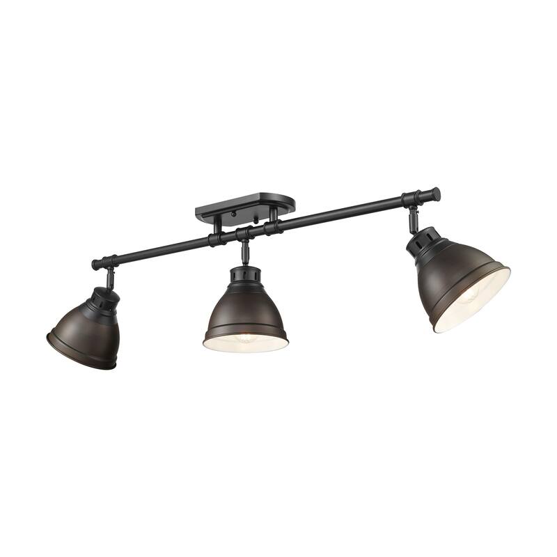 Yep by Golden Lighting Duncan 3-light Semi-Flush Mount in Matte Black and Rubbed Bronze shade - Matte Black - 3-Light Semi-flush