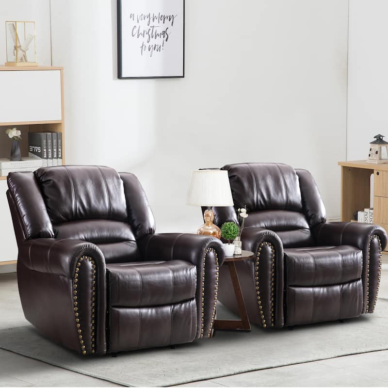 Classic and Traditional Manual Recliner Chair with Comfortable Arms and Back