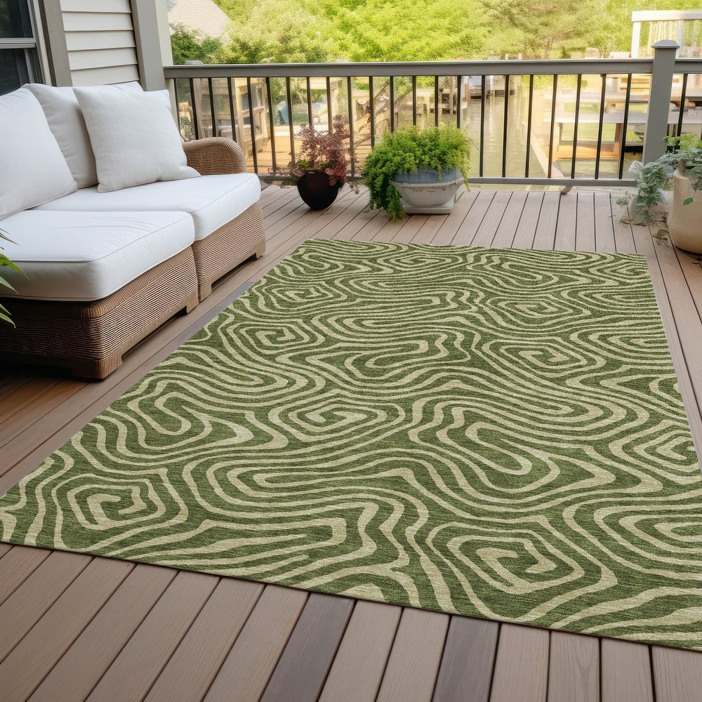 Machine Washable Indoor/ Outdoor Abstract Modern Chantille Rug