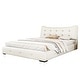 preview thumbnail 7 of 7, Modern Queen Size PU Upholstered Platform Bed with Ergonomic Wingback Headboard, No Box Spring Needed, Cream