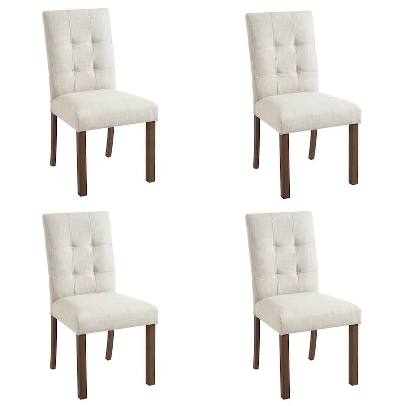 Modern Wooden Dining Chairs Set of 4 Comfortable Backed Fabric Side Chairs for Kitchen Dining Rooms