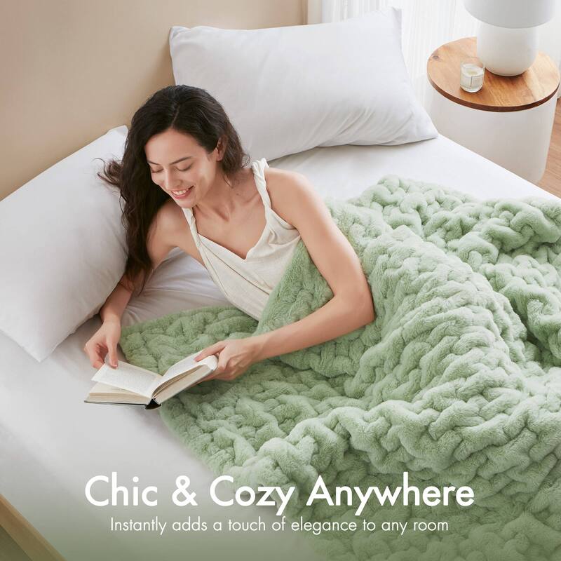 Madison Park Ruched Fur Throw