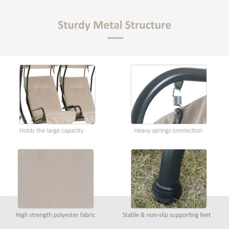 Cozy 2-Seater Outdoor Swing Chair with Cup Holder and Removable Canopy