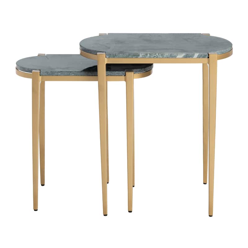 Beckham 2 Piece Marble and Iron Nesting Tables