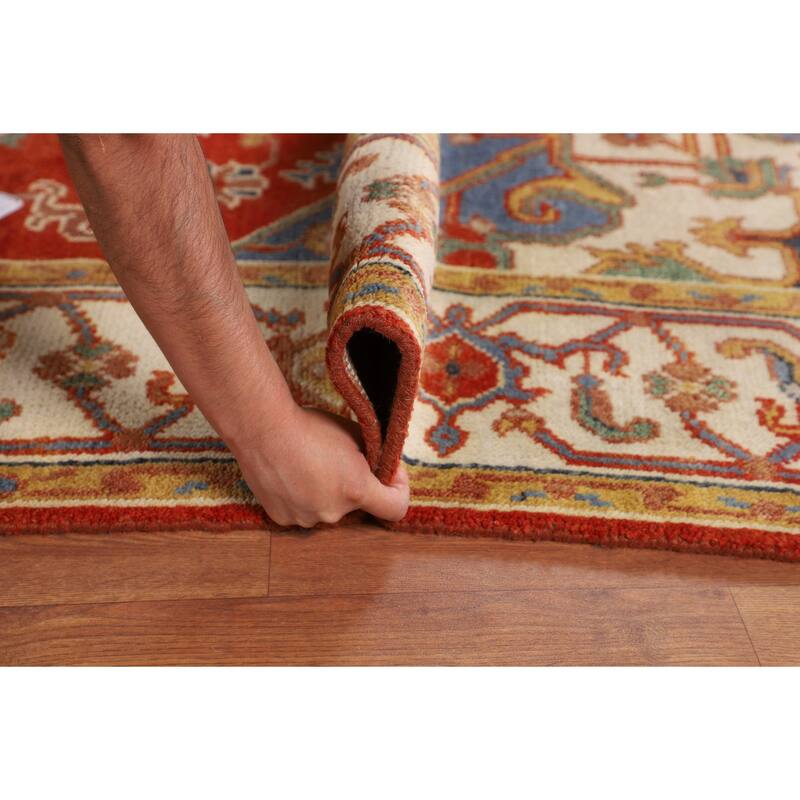 Geometric Heriz Serapi Oriental Area Rug Handmade Wool Carpet - 8'9" X 11'7"