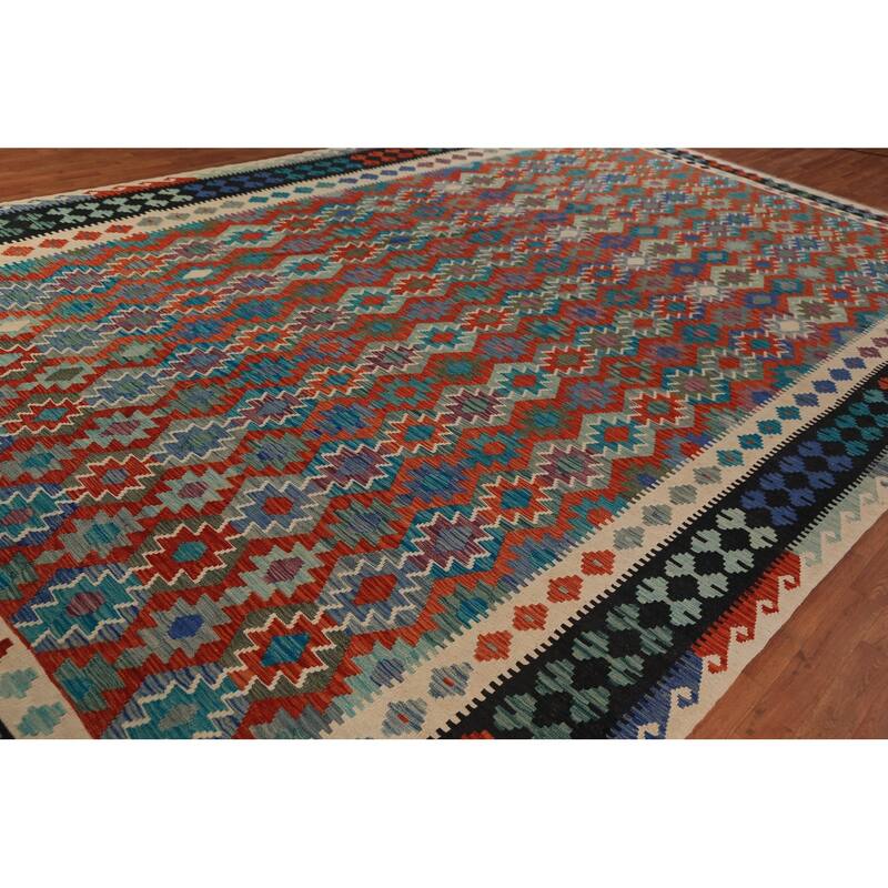 Southwestern Style Kilim Oriental Large Rug Flatweave Wool Carpet - 10'5"x 16'0"