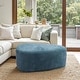 preview thumbnail 28 of 50, Leon 43" W Modern Oversized Chenille Triangular Cheese Ottoman Blue