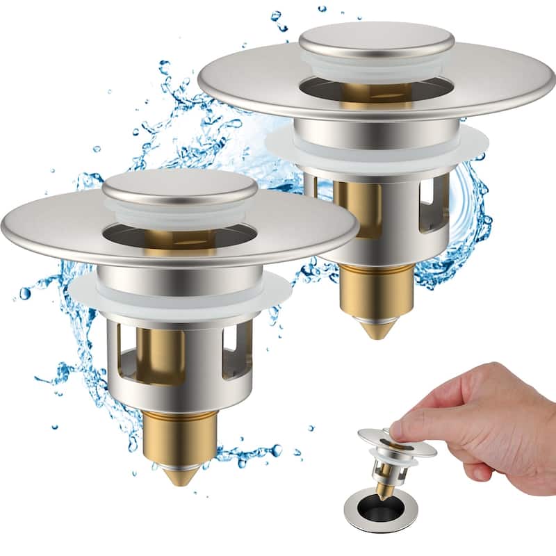 2pcs All Metal Universal Bathroom Sink Stopper for 1.0-1.8" Drain Hole