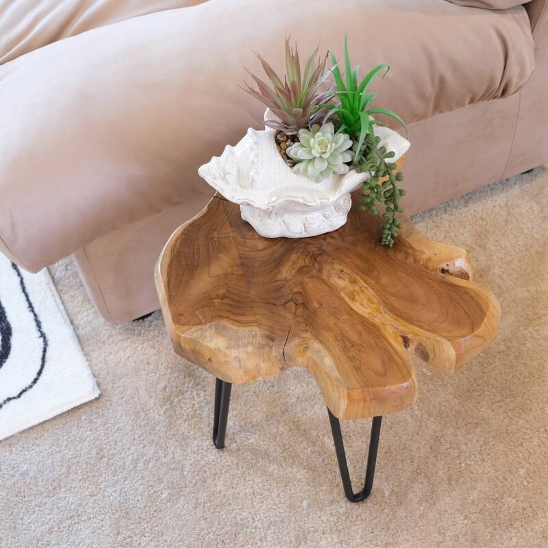 Greenage Solid Wood Teak Live Edge Natural Cut Coffee Table