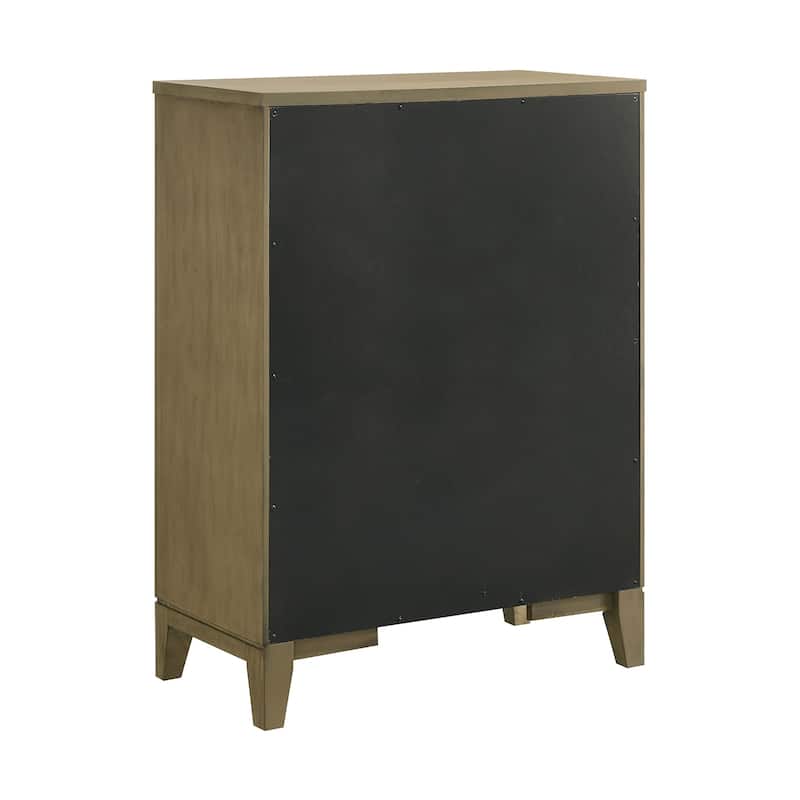 5 Drawers Wooden Chest with Tapered Legs in Natural Pine