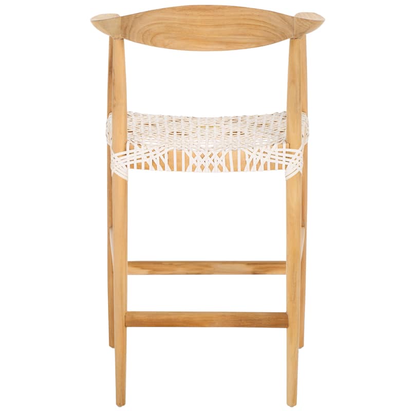 SAFAVIEH Ayseli Bandelier Natural/ White 27-inch Counter Stool - 24.4" W x 20" L x 41" H - 24Wx20Dx41H
