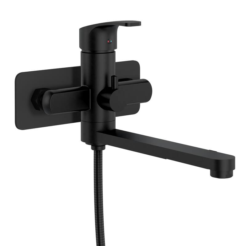 Niagara Highflow Wall Mounted Tub Filler with Pivoting Arm Spout and Handshower Matte Black