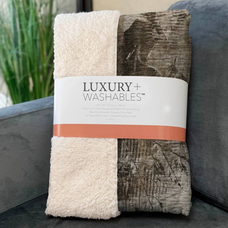 Premium Machine Washable Floral Abstract Sherpa Throw Blanket