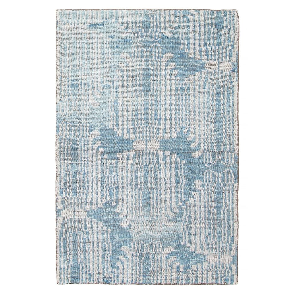 ECARPETGALLERY Hand-knotted Tangier Turquoise Wool Rug - 2'11 x 4'11