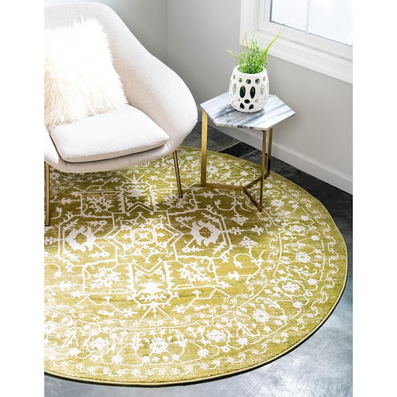 Contemporary Franbu Collection Area Rug - Light Green - 8' Round