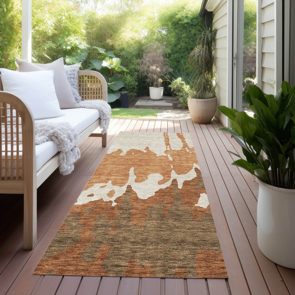 Machine Washable Indoor/ Outdoor Modern Abstract Chantille Rug