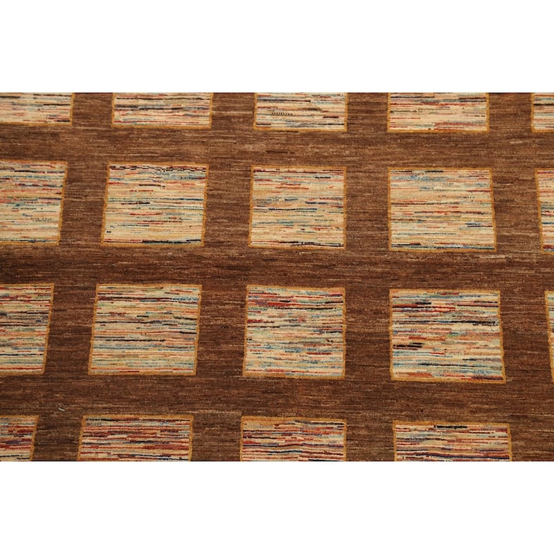 Checkered Gabbeh Kashkoli Oriental Wool Area Rug Handmade Carpet - 5'5" x 9'1"