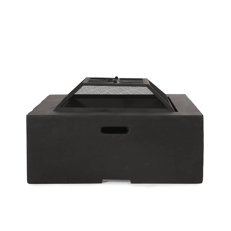 Berwick Outdoor Lightweight Concrete Outdoor Wood Burning Square Fire Pit by Christopher Knight Home