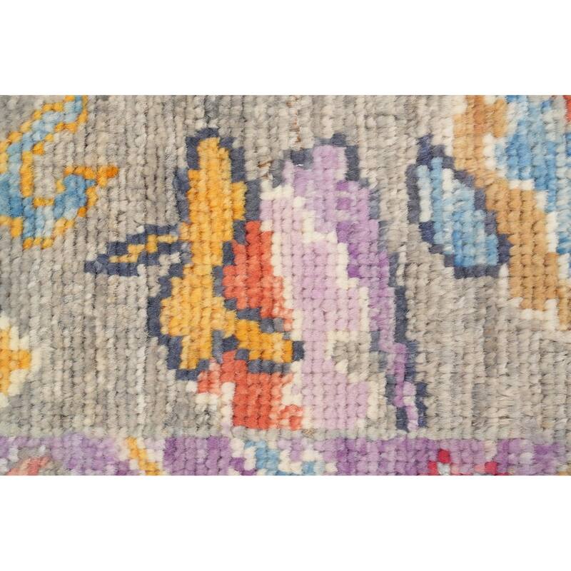 Hand Knotted Oriental 100% Wool Carpet Transitional Medallion Pink Oushak Area Rug - 6' 10'' X 5' 6''