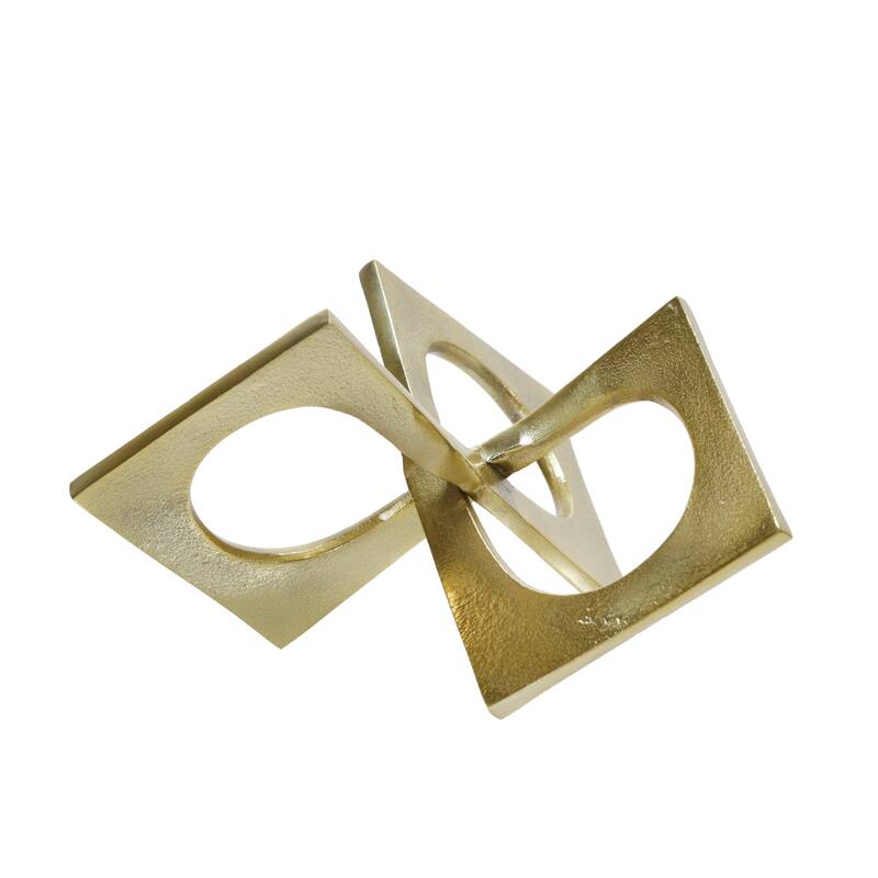 Modern Geometric Metal Abstract Interlocking Square Sculpture