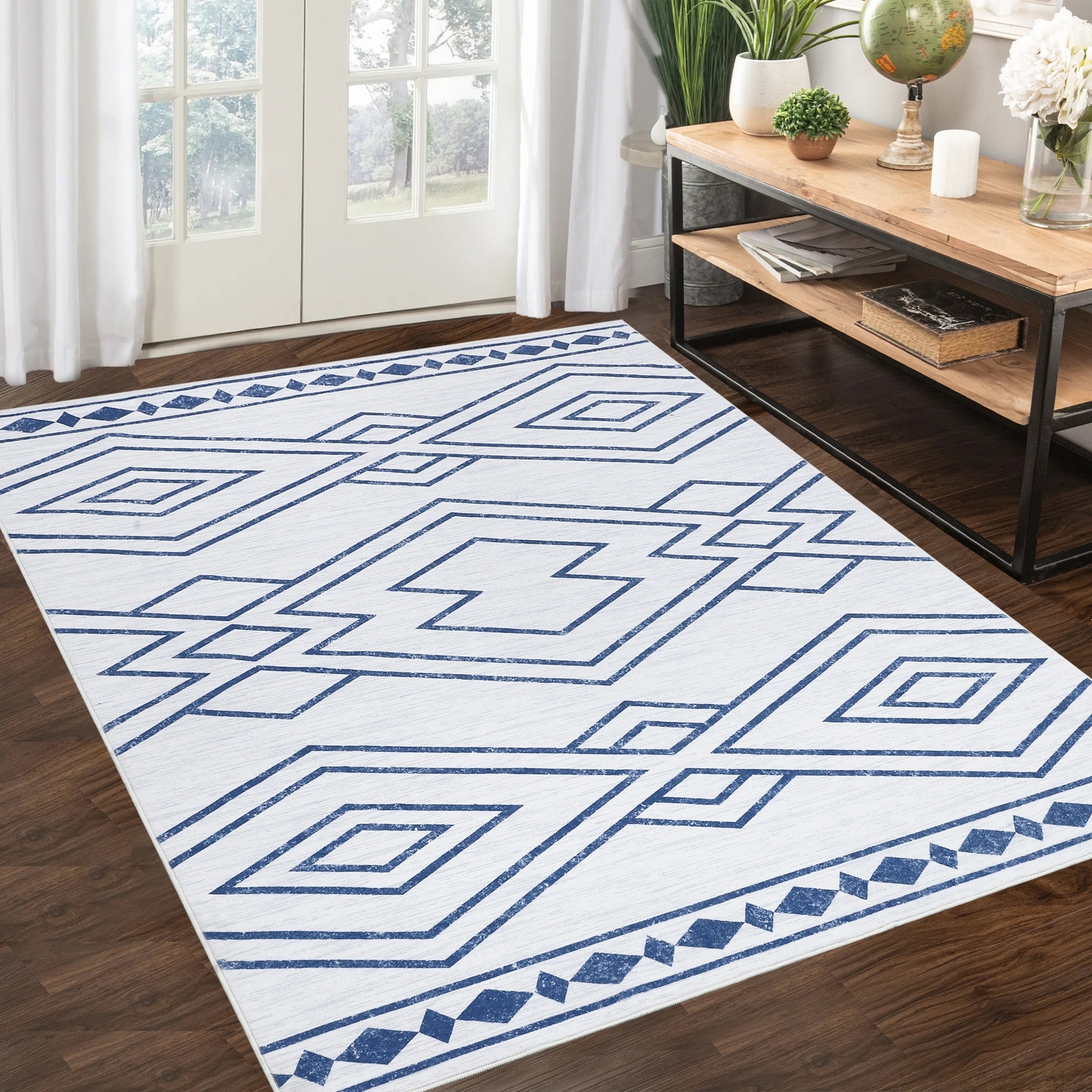 Garvee Geometric Diamond Soft Non Slip Low Pile Area Rug