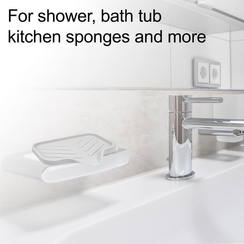 Soap Dish Keep Soap Dry for Home Bathroom Kitchen Silicone - Light Gray - 13.5x10.5cm