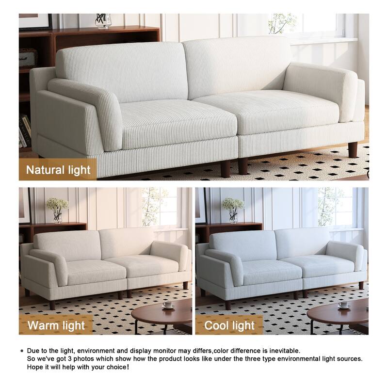 90" Oversized Corduroy Living Room Sofa With Reversible Cushions