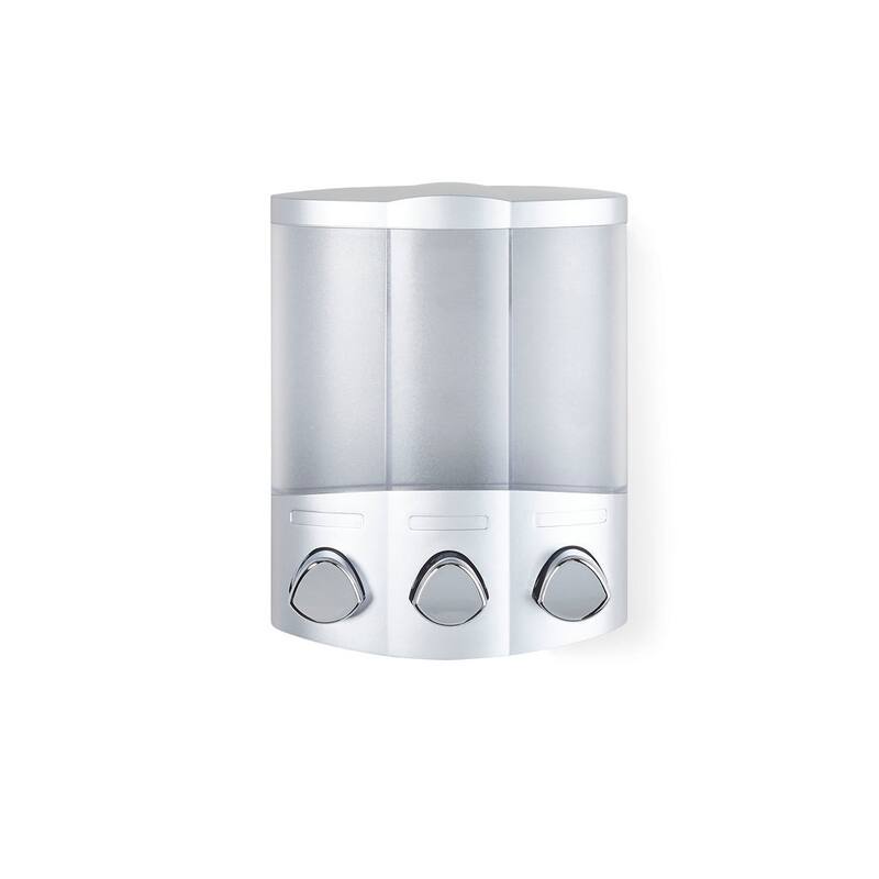 HomeRoots Gray Heavy Duty Plastic Three Chamber Wall Mount Soap Dispenser - 7' X '8.75' X '3.75