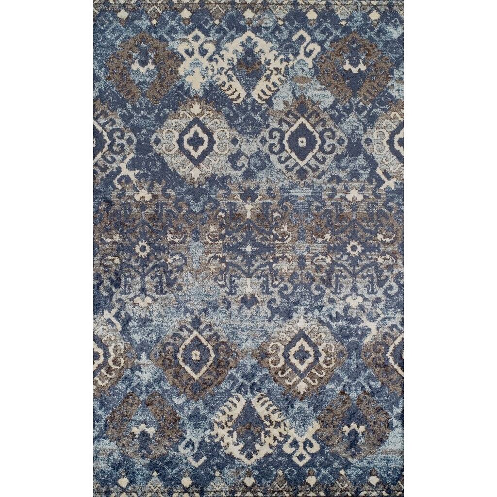 Addison Rugs Blair Blue/Beige Distressed Ikat Area Rug (4'11 x 7') - 4 ...